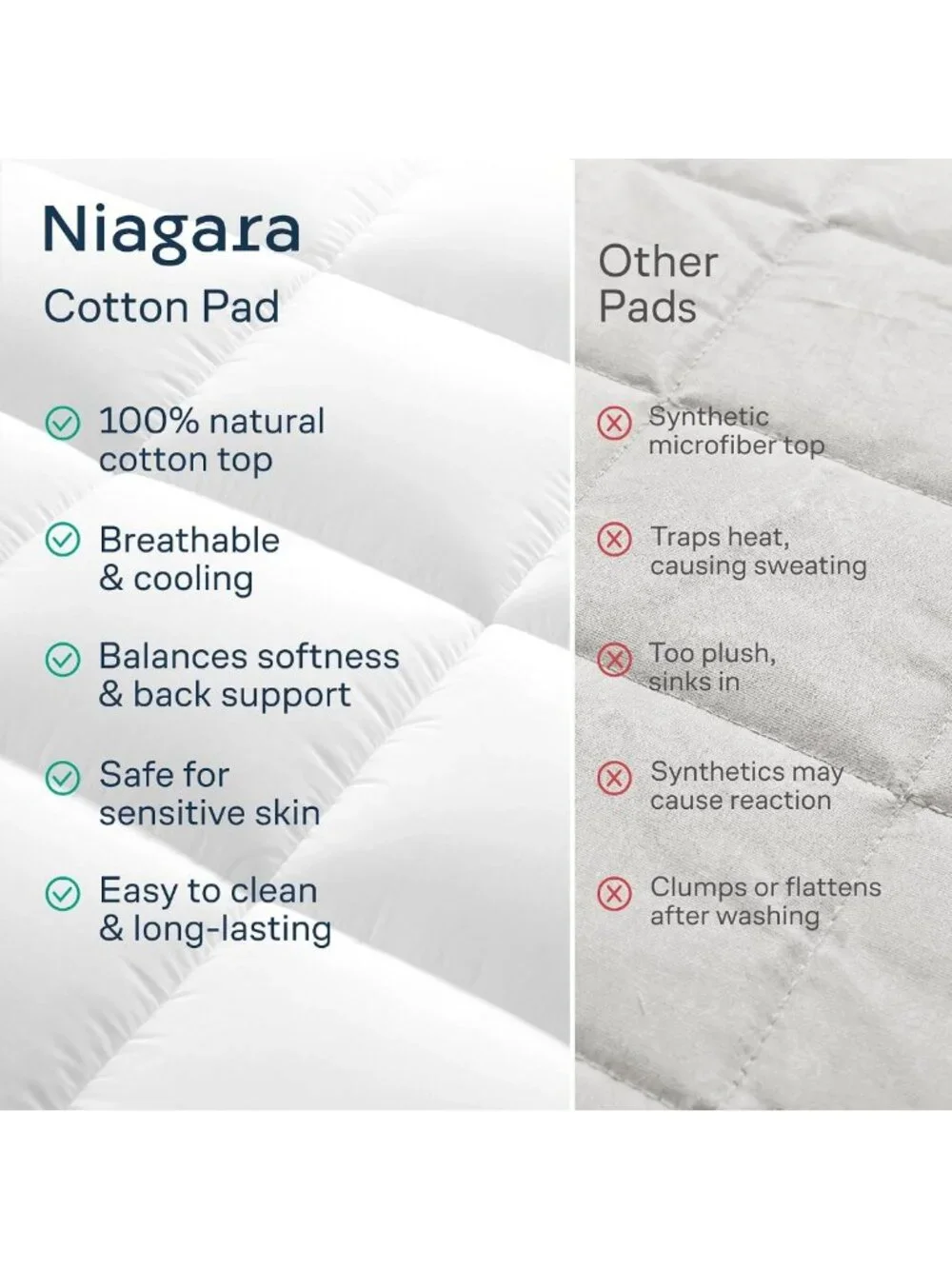 100% Cotton Twin Mattress Pad with Pillow Top - Soft, Comfortable Sleep Solution